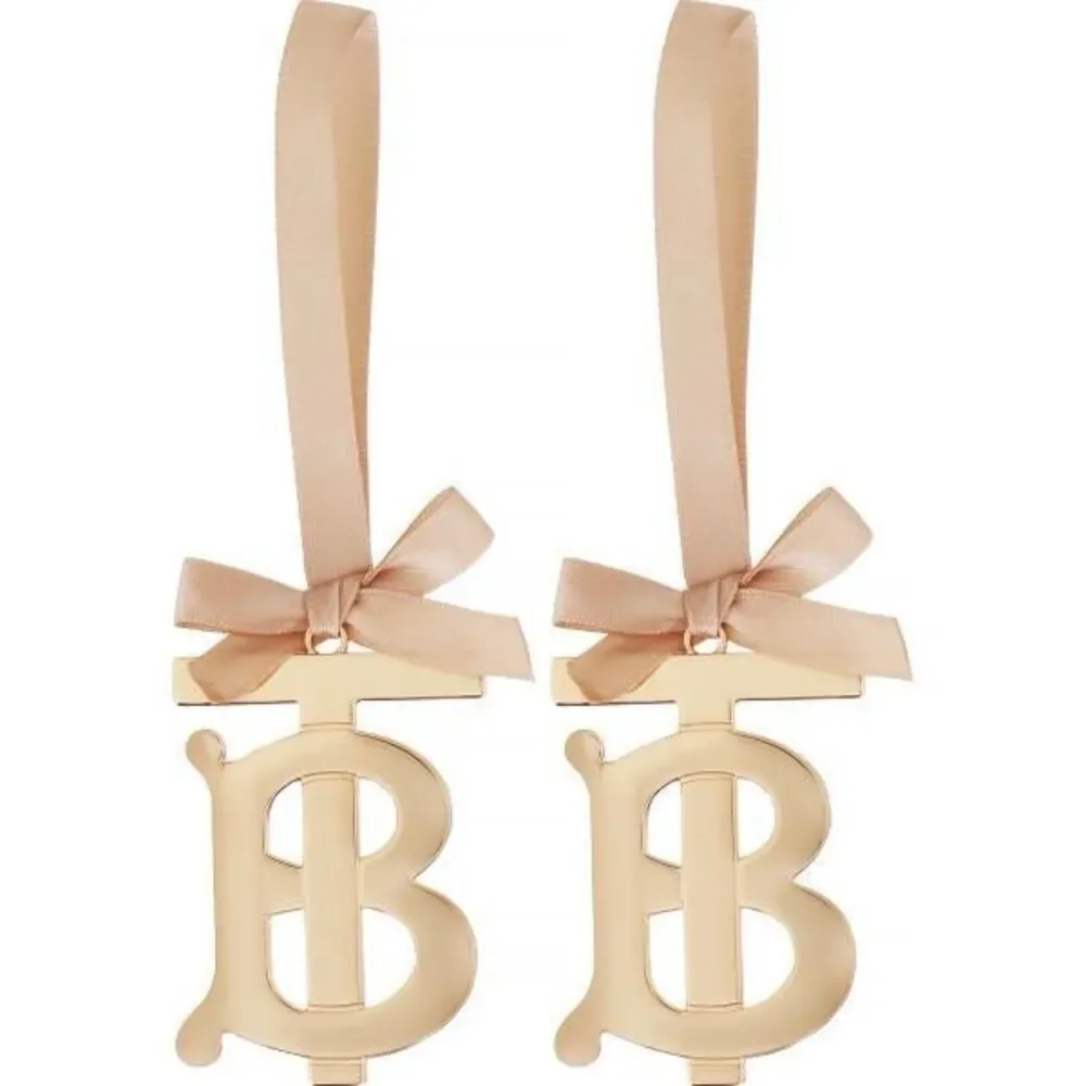 Burberry Gold TB Monogram Christmas Ornaments Set of 2 | NIB | Authentic